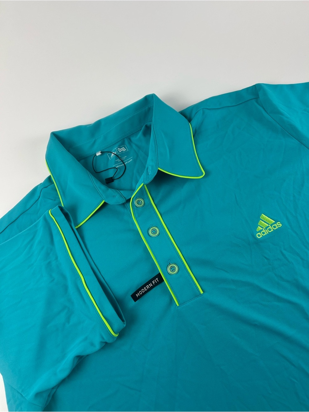 Adidas Men’s SZ L PUREMOTION Polo Golf Shirt Turquoise Blue Moisture Wick NWOT